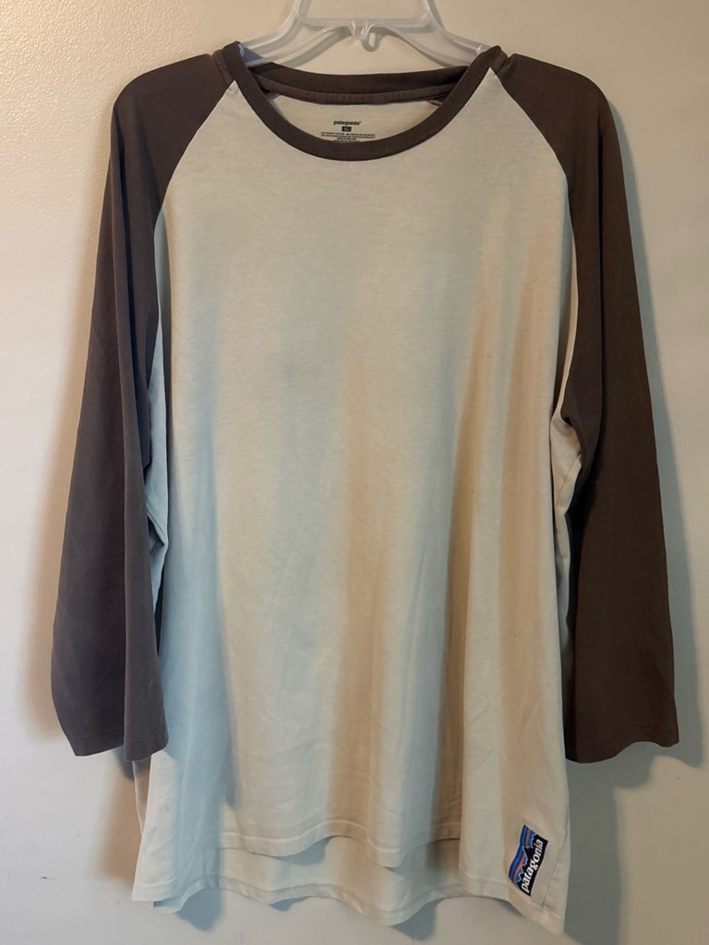 Patagonia Men's Cream and Brown Crewneck Waffle-Knit Sweater